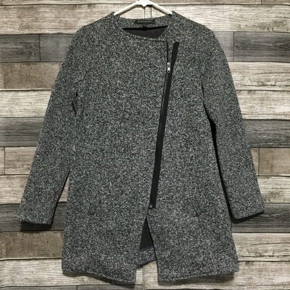 Banana Republic Fleece Jacket Women’s XS Gray Black Marled Asymmetrical Zip - Picture 6 of 9